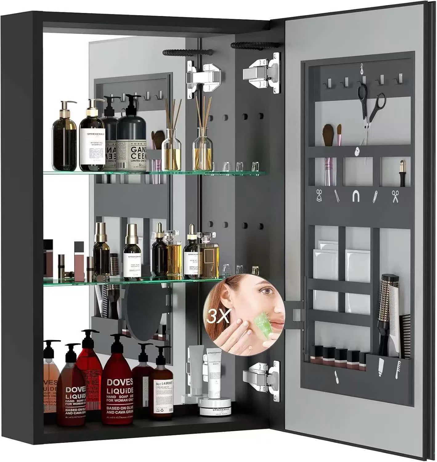 Ortonbath White Wood Grain Mixed Wall Mount Thin Edge Ceramic Sink Bathroom Wood Vanity Unit Cabinet Bathroom Furniture with Mirror Cabinet Linen Side Cabinet