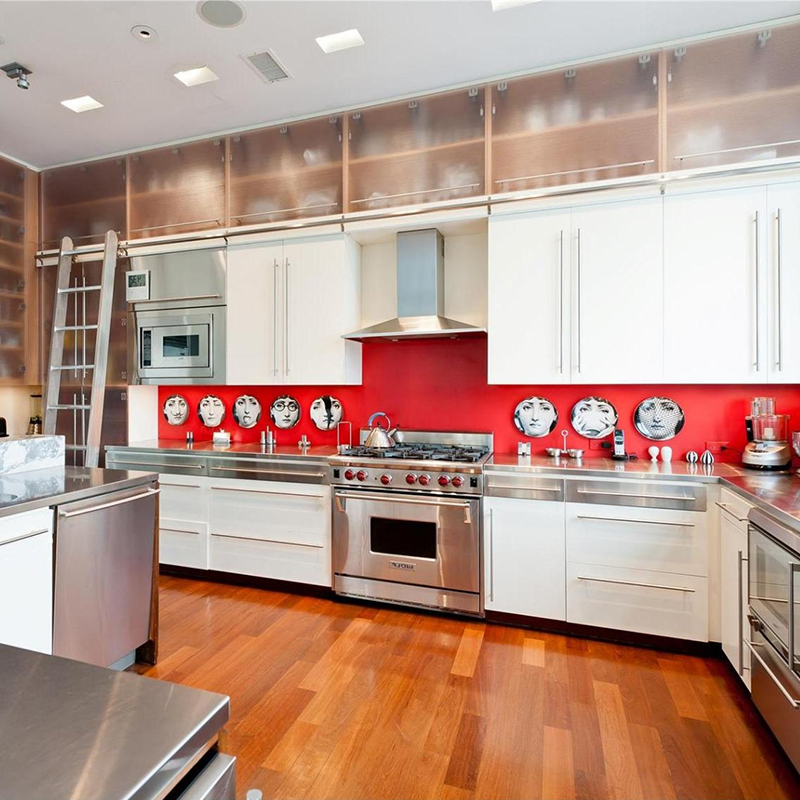 Durable Popular Lacquer Blue and White Kitchen Island White Shaker Kitchen Cabinets