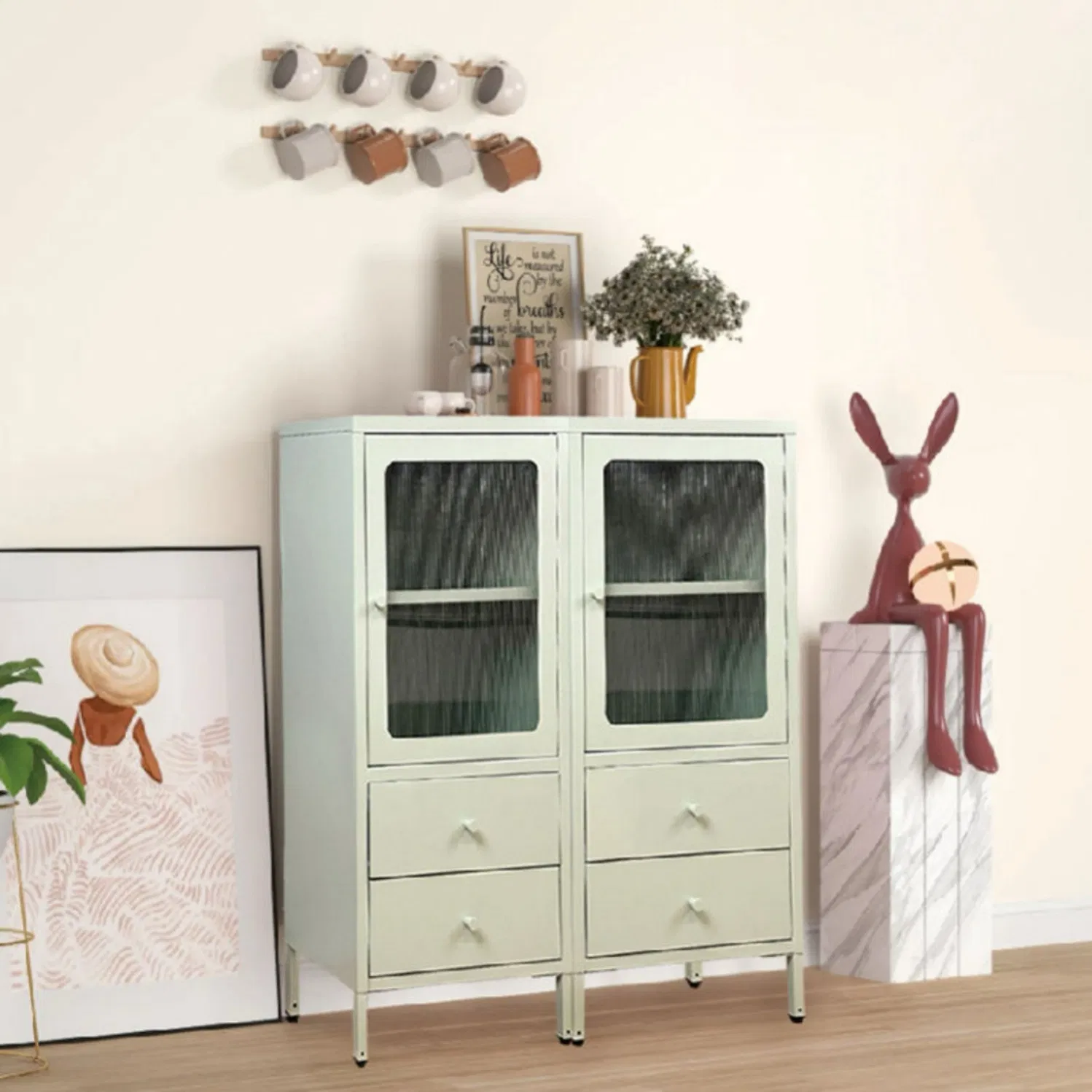 Hotel Steel Cabinet with Two Under Drawers for Guest Room Linen and Amenity Storage