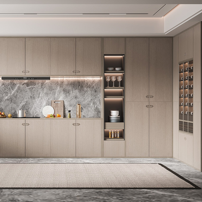 Custom White Modern Designs Full Melamine Furniture Ready to Assemble Pantry Cupboards Organizer Kitchen Cabinet Set