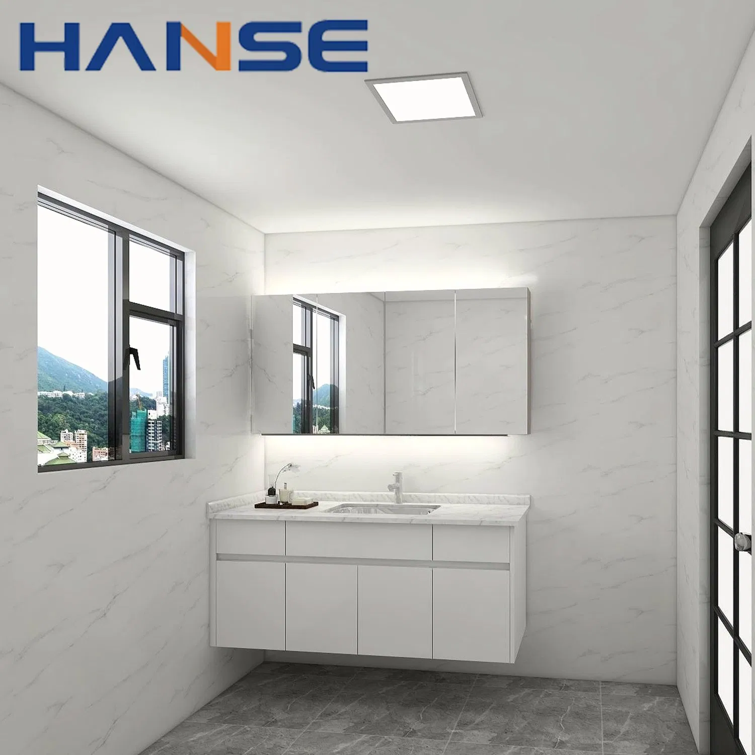 Modern Luxury Hotel Vanity Bathroom Single&Double Sink Rock Plate Bathroom Vanity