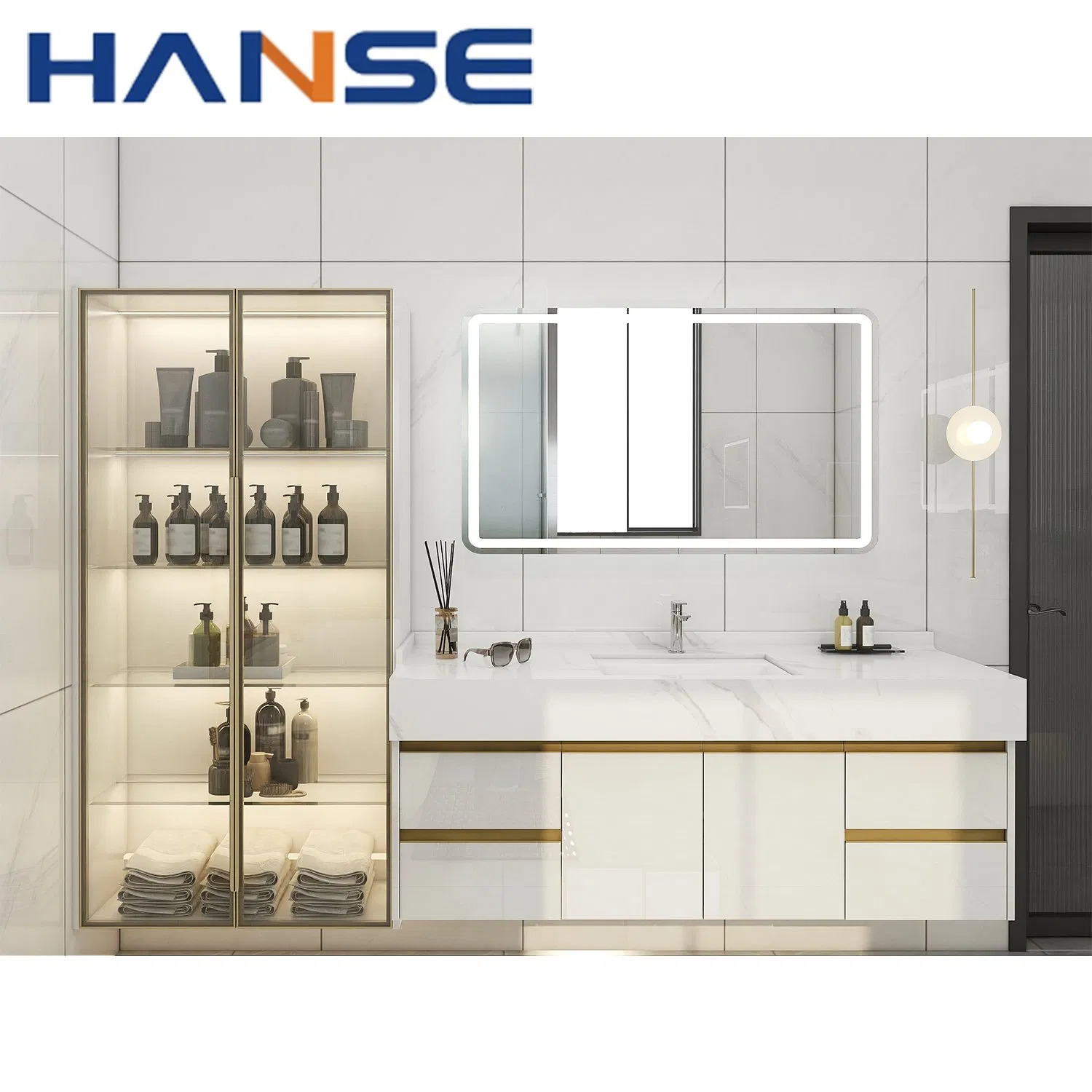 Modern Luxury Hotel Vanity Bathroom Single&Double Sink Rock Plate Bathroom Vanity