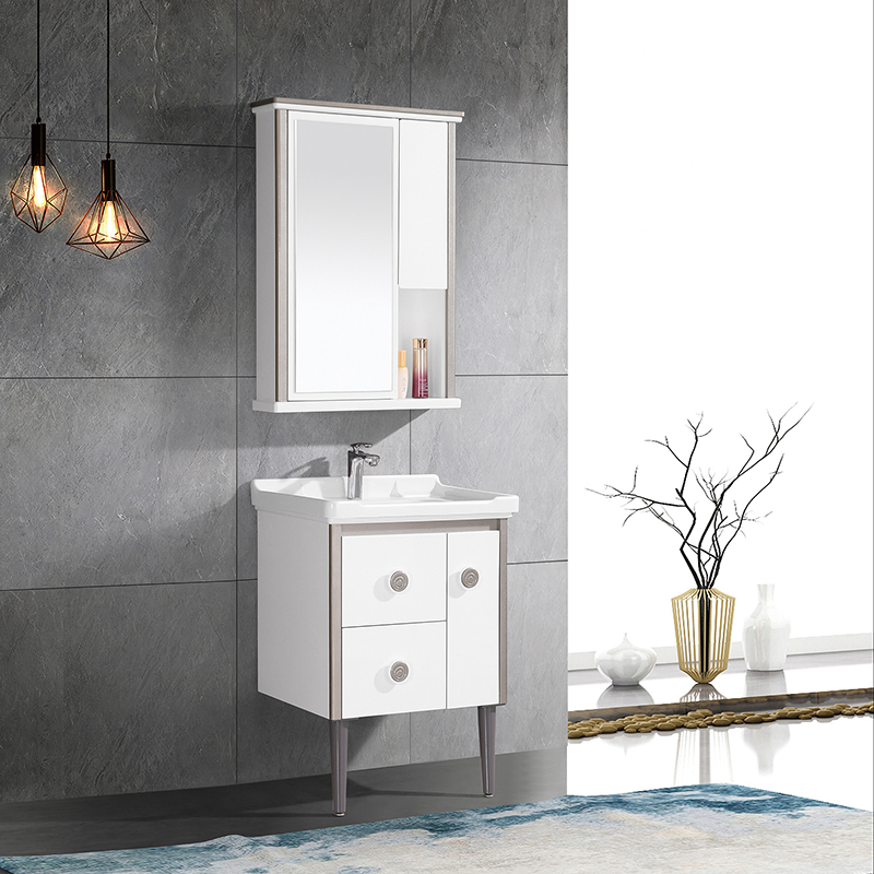 Modern Style PVC Bathroom Vanity Under Sink Corner Cabinet Double Sink Vanity