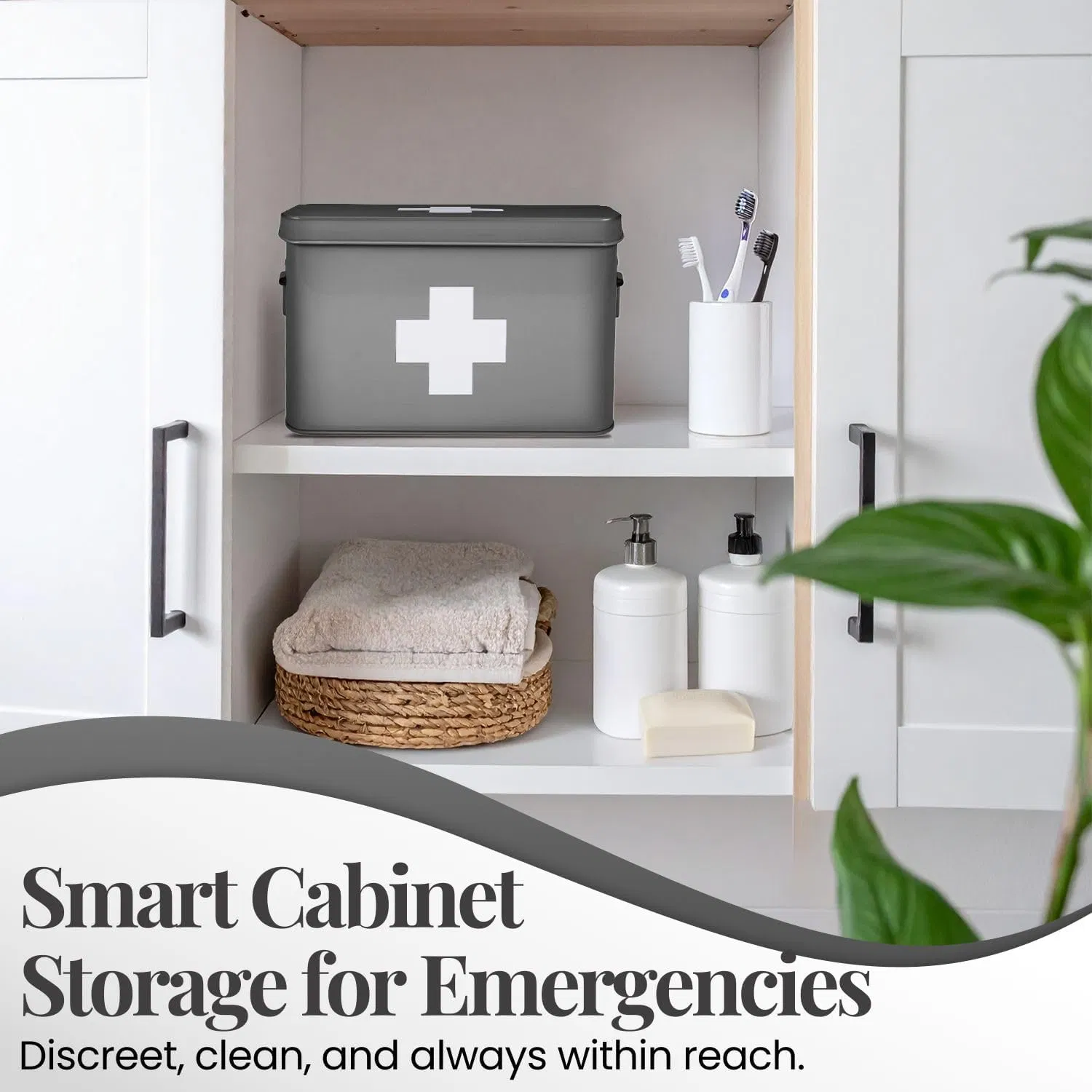 Customize Wall Mount Pharmacy Hospital Furniture Portable for Home Personal Container Bins with Dividers, Removable Tray Printed Logo OEM Linen Cabinet