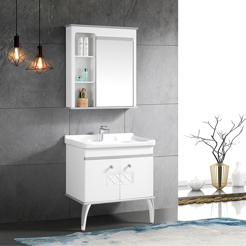 Modern Style PVC Bathroom Vanity Under Sink Corner Cabinet Double Sink Vanity