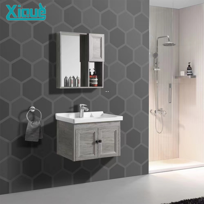 Family Economy Aluminum Carbon Fiber Wall Bathroom Cabinet Double Sink Floating Bathroom Vanity