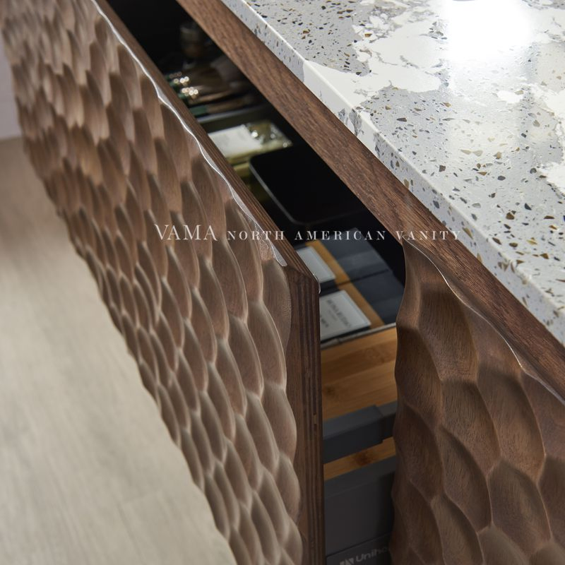 Vama Customized Plywood Cabinet Artificial Stone Countertop Floating Bathroom Vanity