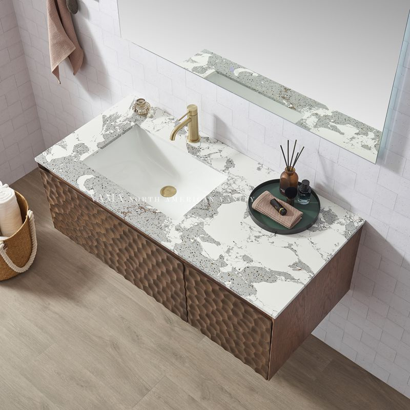 Vama Customized Plywood Cabinet Artificial Stone Countertop Floating Bathroom Vanity