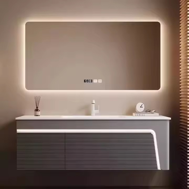 Hotel-Grade LED Light Defog Bathroom Storage Jewelry Mirror Medicine Cabinet Blue Gold Black Gloss Laundry Living Room Use Used