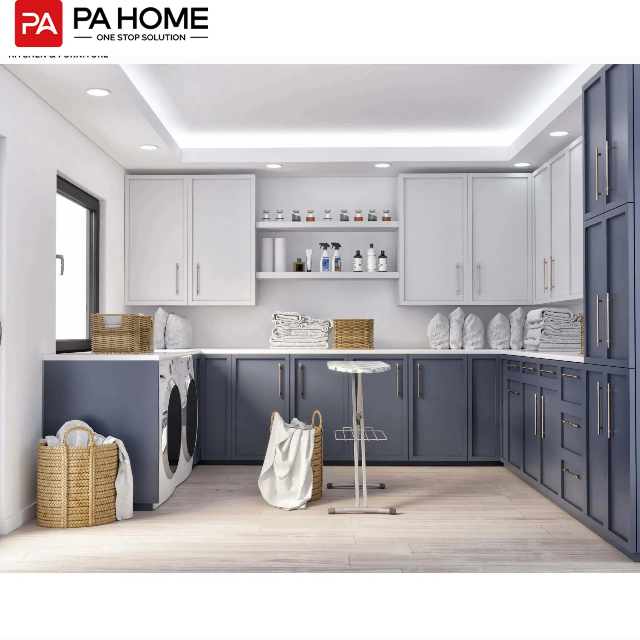PA Laundry Room Furniture Organization Custom Modern Wooden Laundry Storage Cabinet