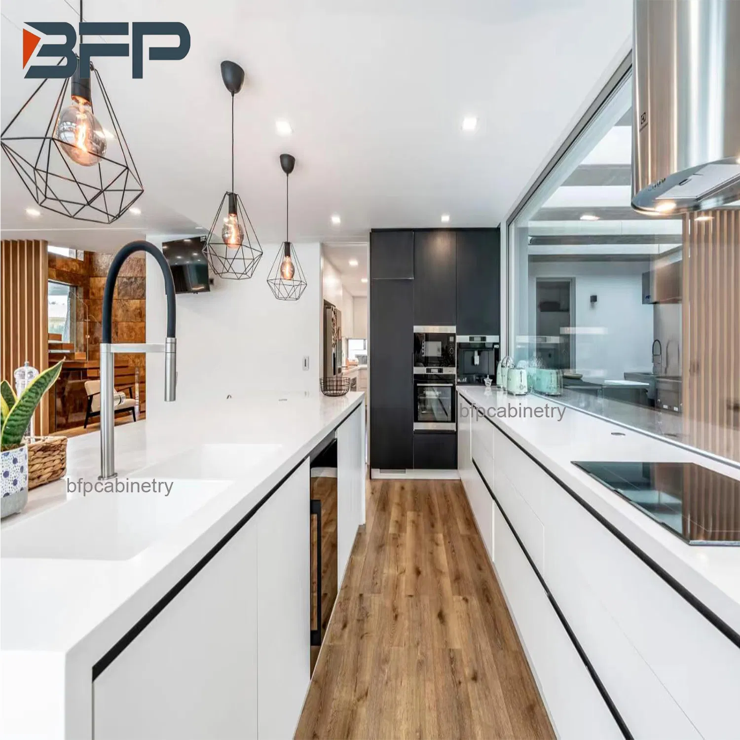 Customized White Modern Island Style Lacquer 2 Pack Kitchen Cabinets