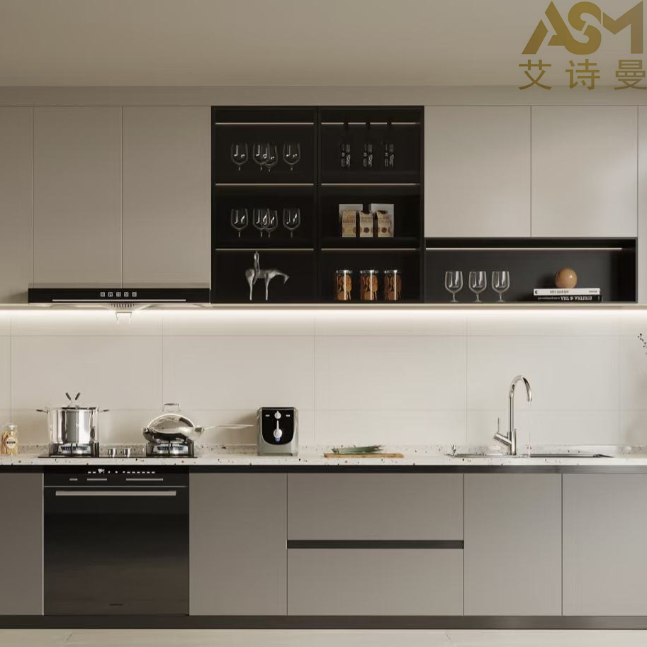 Custom Kitchen Cabinet Popular Shaker Kitchen Cabinet Wholesale Rta Cabinets for Apartment Modern PVC Aluminium Kitchen Cabinet