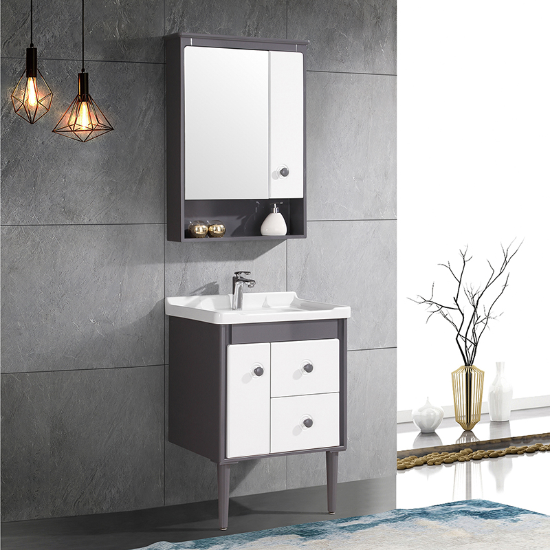 Modern Style PVC Bathroom Vanity Under Sink Corner Cabinet Double Sink Vanity