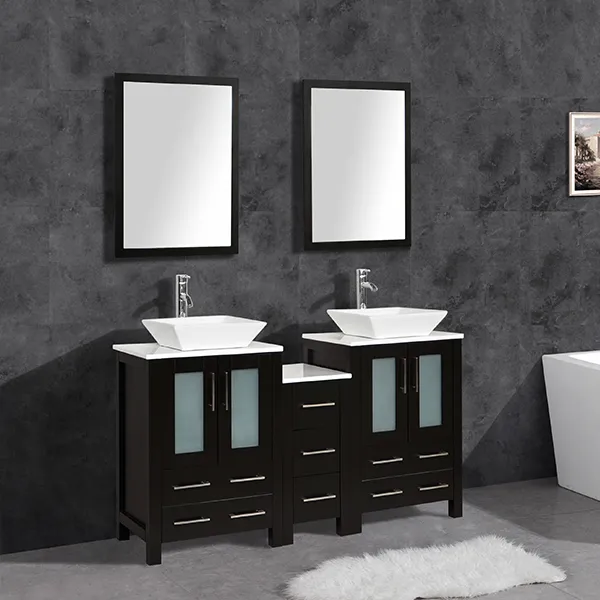 Double Sink Modern Bathroom Vanity T9161