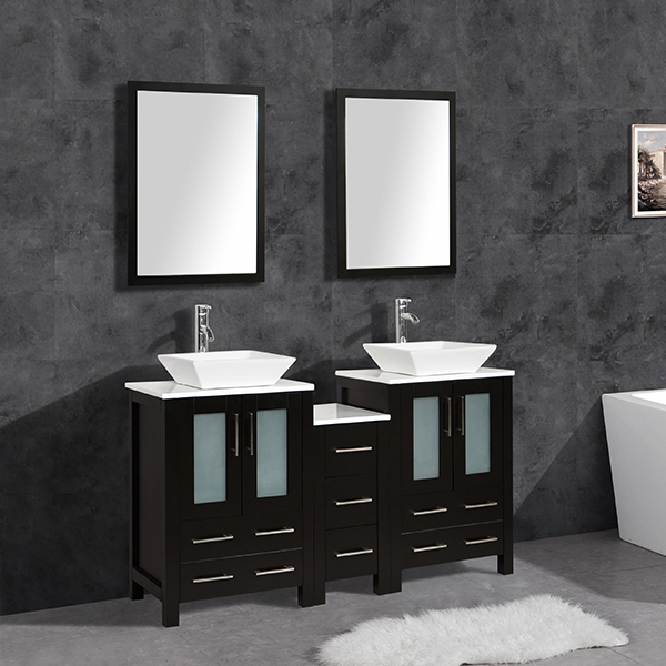 Double Sink Modern Bathroom Vanity T9161