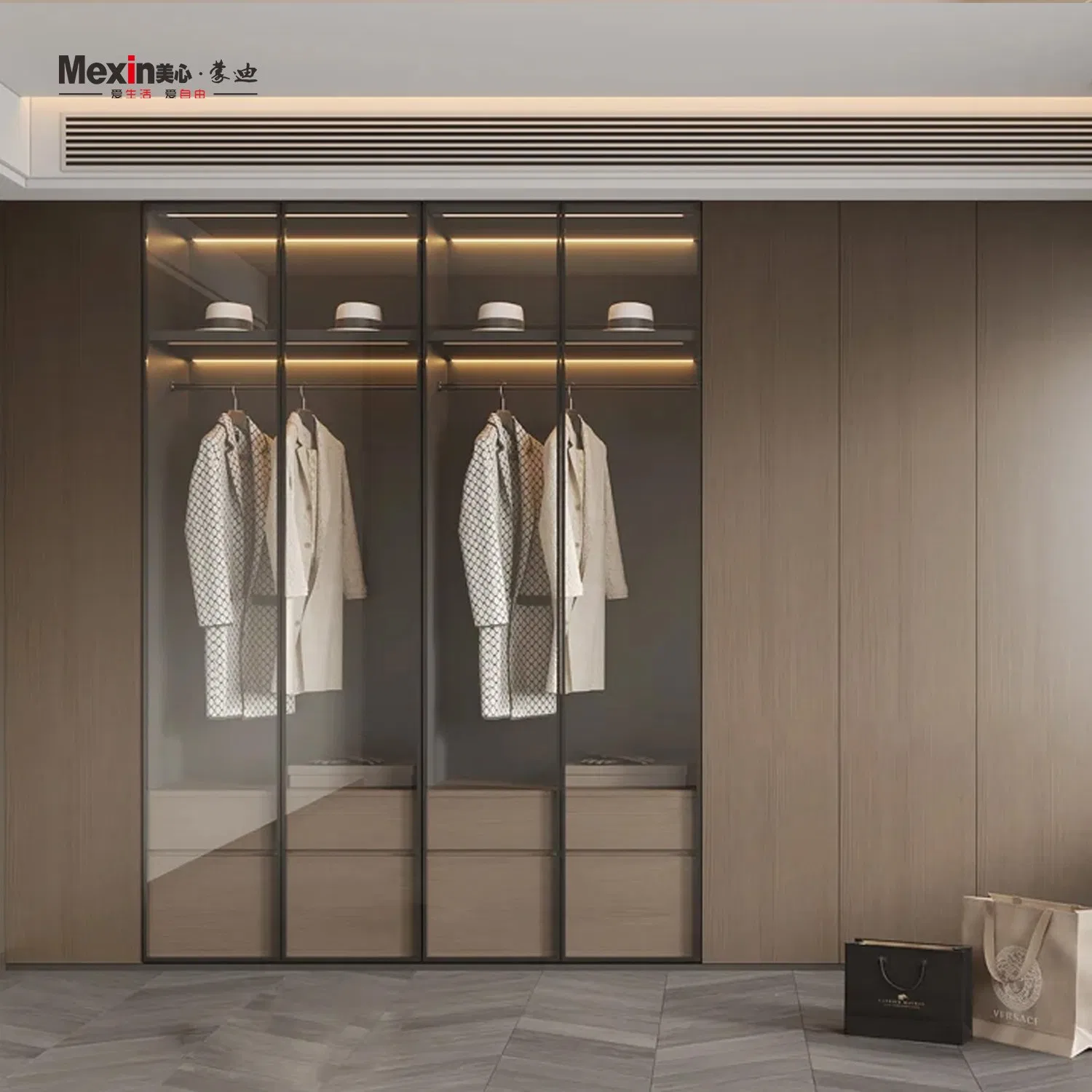 Mexin Customizable Storage Folding Cupboard Cabinet Custom Closet Wardrobe Modern Furniture Eco-Friendly for Master Sliding Door Bedroom Kids Wooden Wardrobe