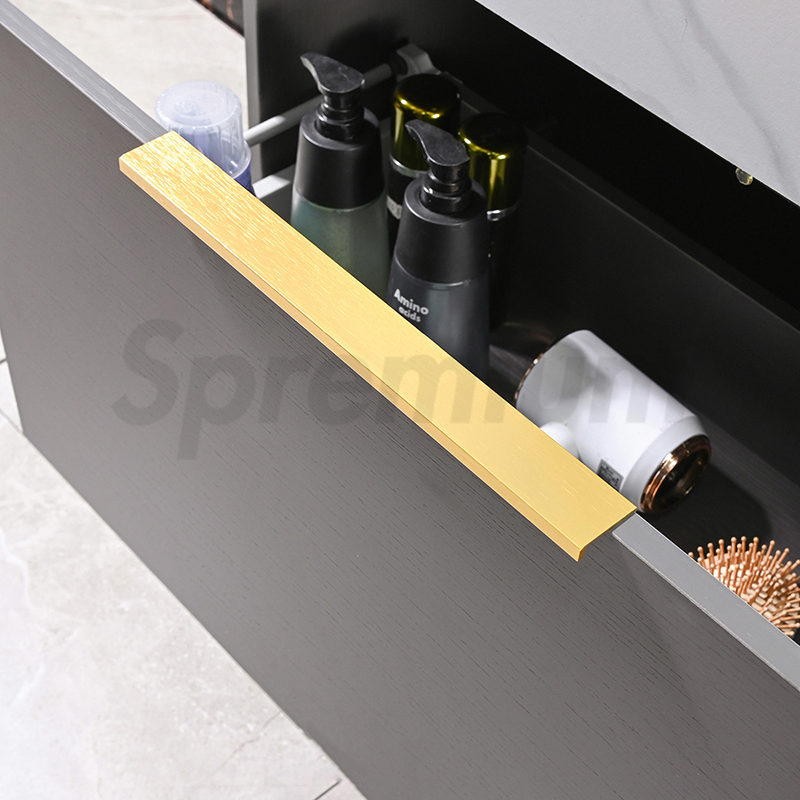 Modern Wall Mounted Matte Black Slate Bathroom Cabinet Vanity Set Single Sink Floating Vanity with Mirror