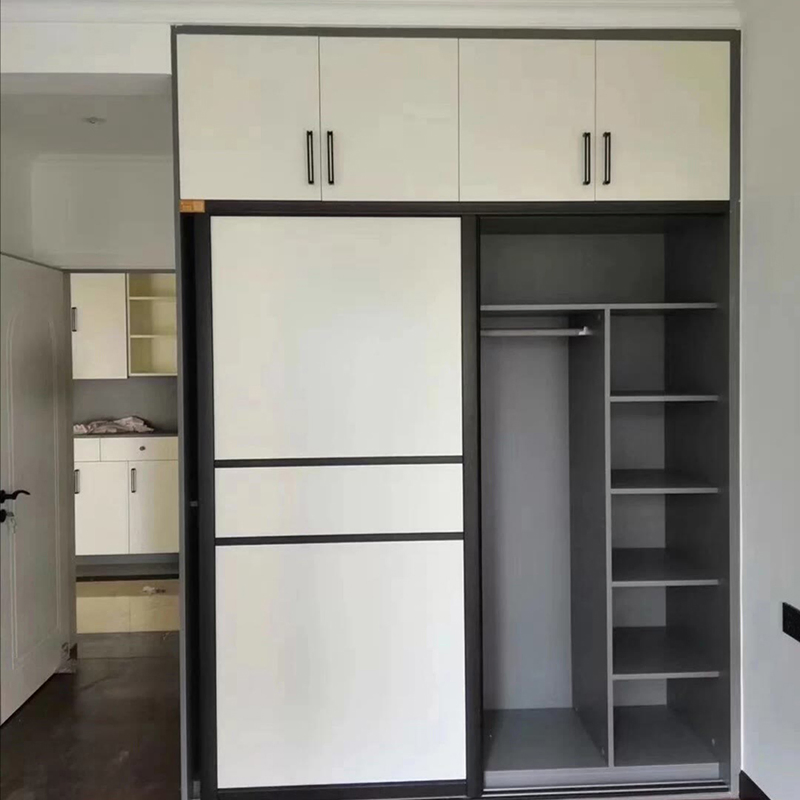 Custom with Swing/Sliding Metal Cabinet Glass Doors White Dual Tower Deluxe Wooden Furniture Wardrobes Closet Kit Organization System