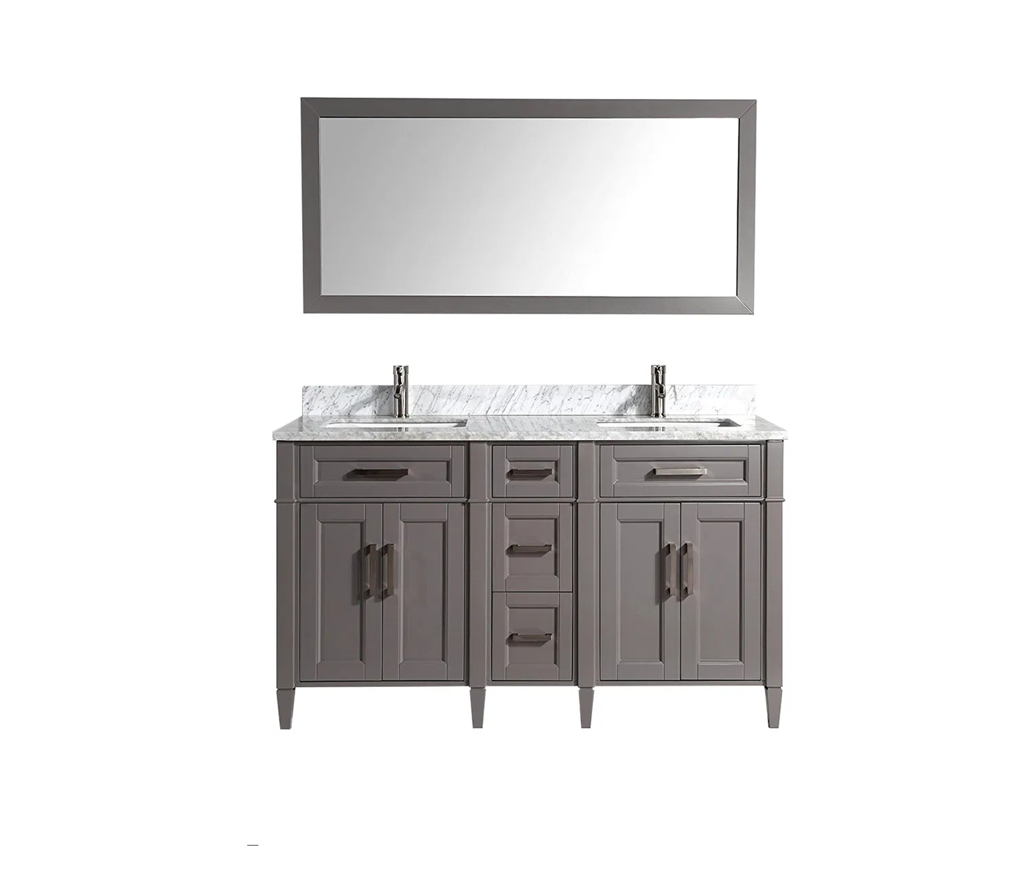 60" Double-Sink Bathroom Vanity Set / Modern Solid Wood Bathroom Vanities