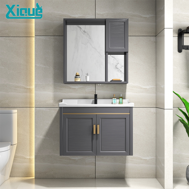 Family Economy Aluminum Carbon Fiber Wall Bathroom Cabinet Double Sink Floating Bathroom Vanity