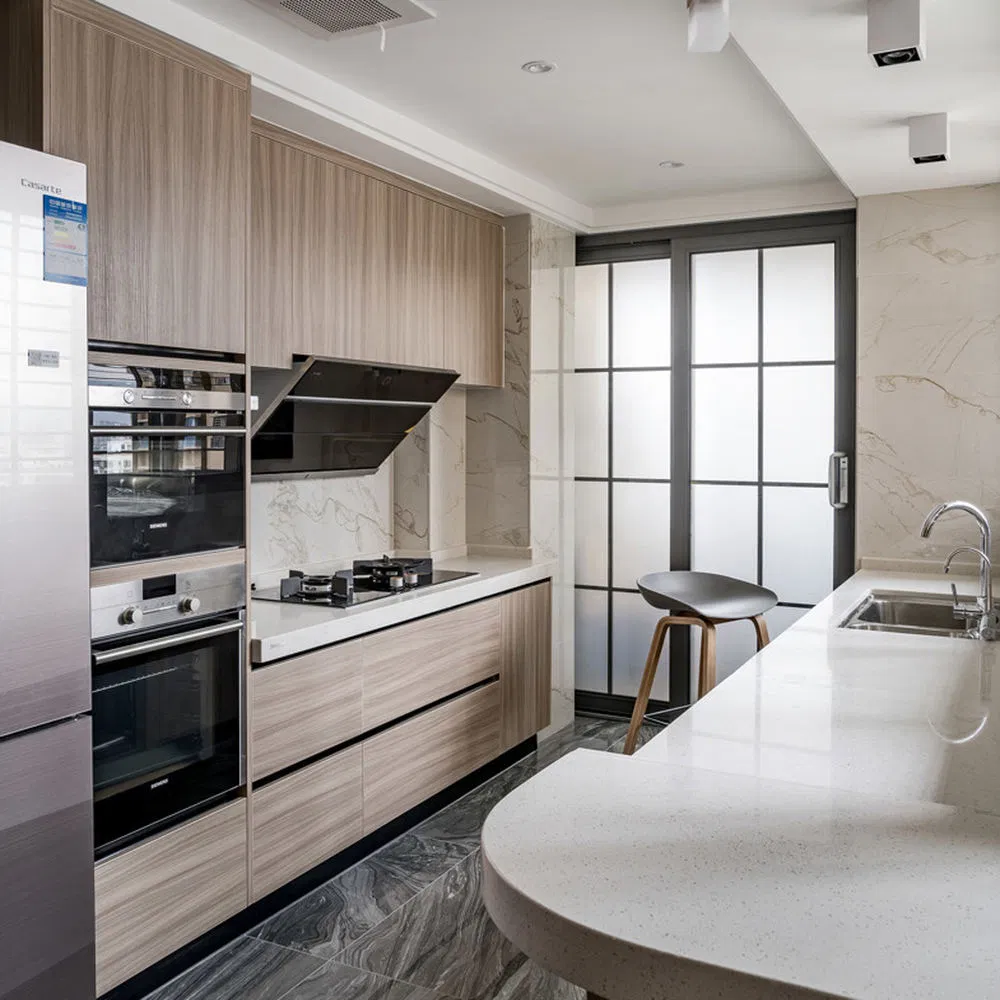 Melamine Finished Plywood Custom Made Modern Design Kitchen Pantry Cabinet Design