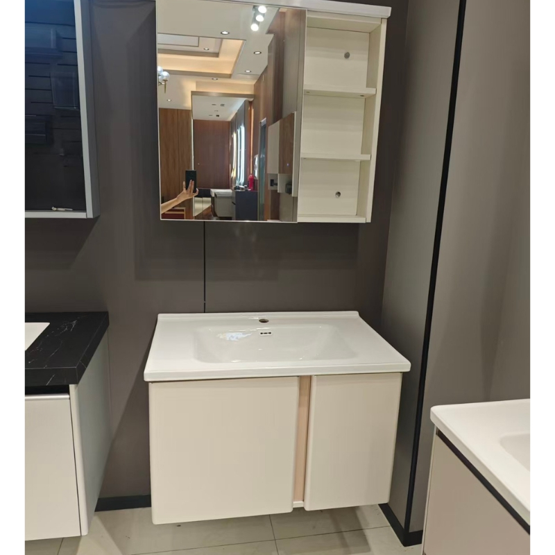 Soft Beige Linen Floating Cabinet Bedroom Soft Decor Storage Model