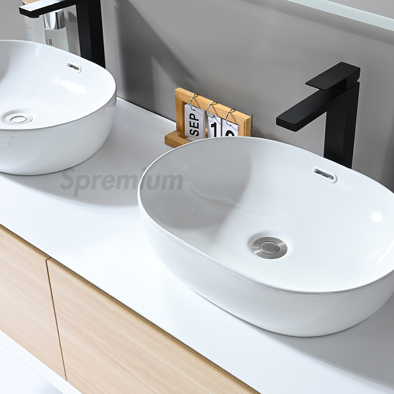 Modern Floating Bathroom Vanity Wall Mounted Double Sink Set with Smart Mirror