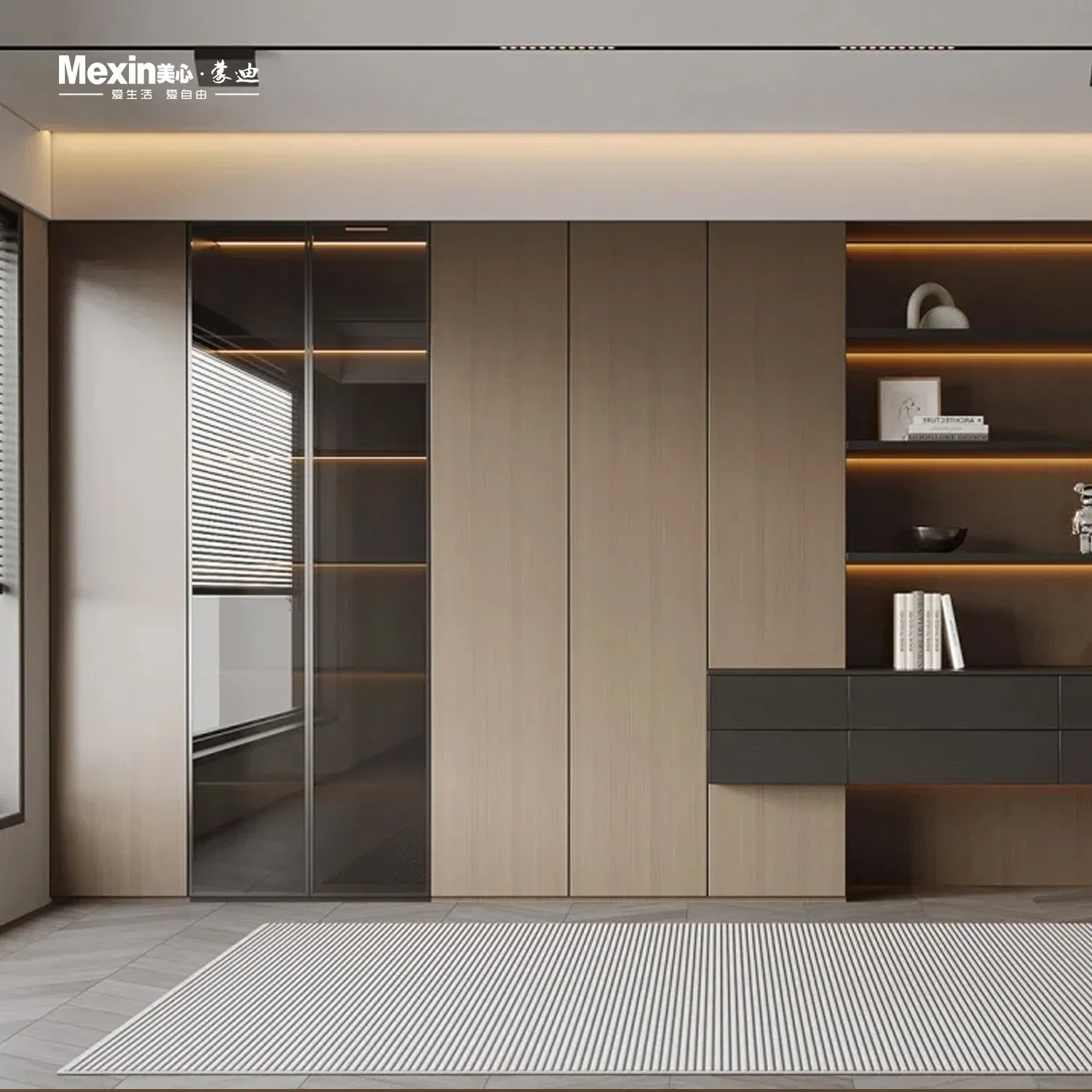 Mexin Customizable Storage Folding Cupboard Cabinet Custom Closet Wardrobe Modern Furniture Eco-Friendly for Master Sliding Door Bedroom Kids Wooden Wardrobe