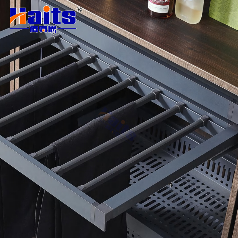 Soft Closing Pull out Trousers Rack Wardrobe Hardware Accessories Manufacturer