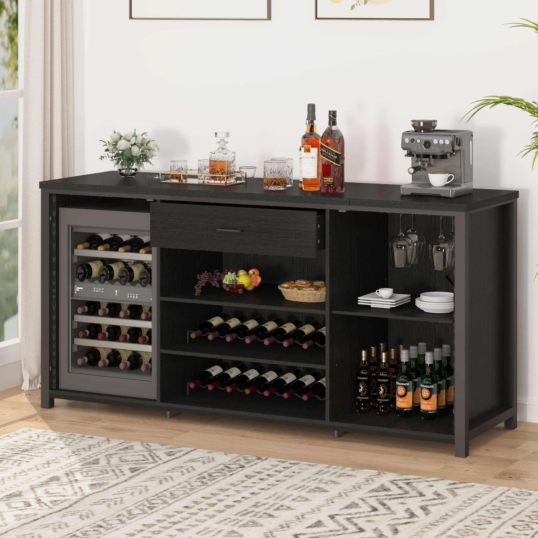 Modern Coffee Liquor Cabinet Home Wine Storage Bar Rack
