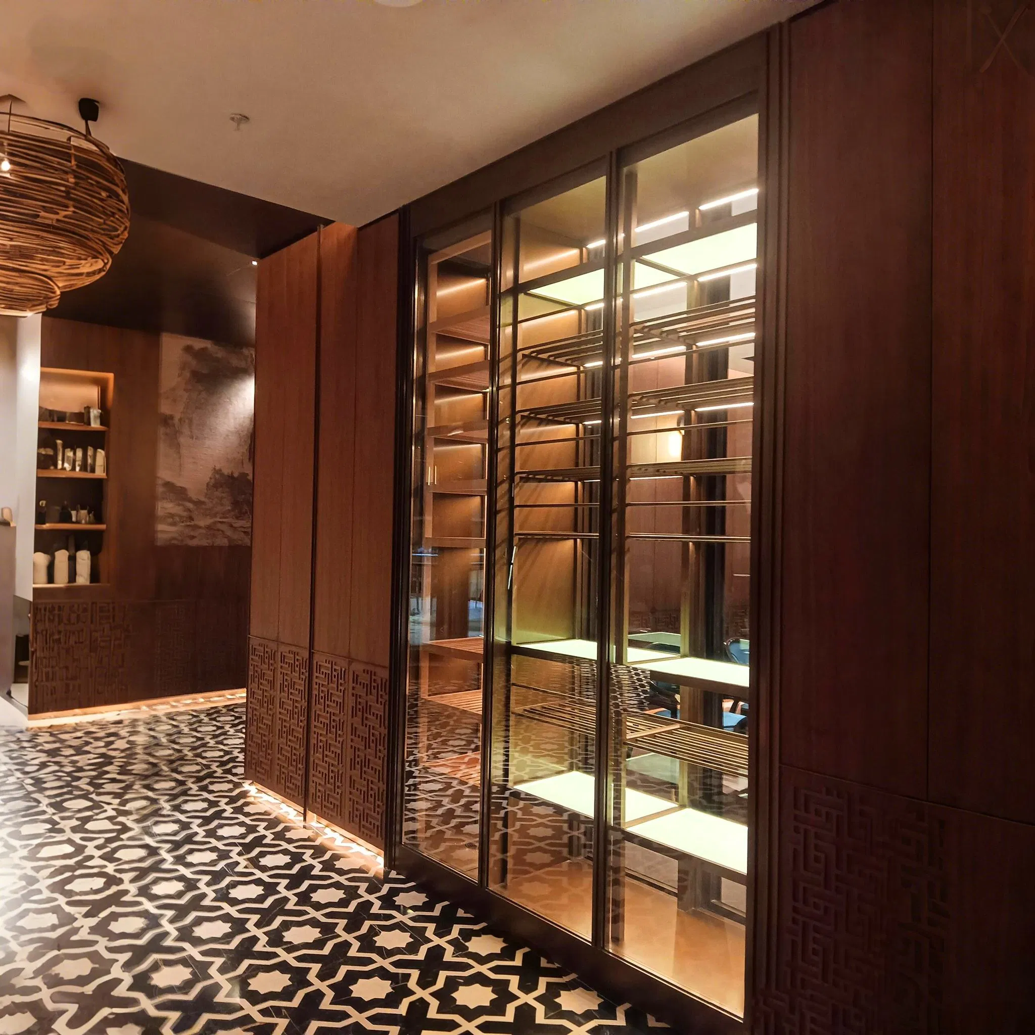 Climate-Controlled Luxury Walk-in Wine Cellar with Durable Features