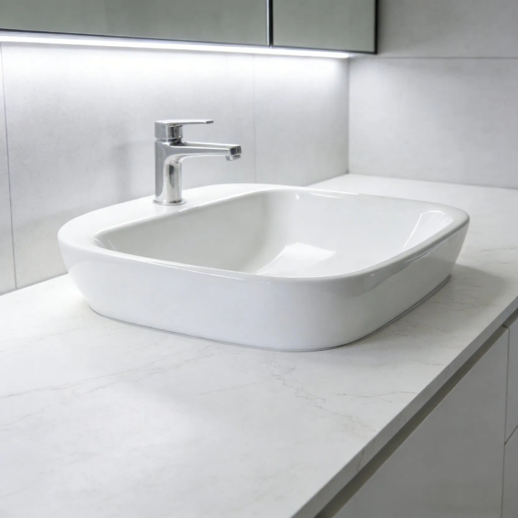 Wall Mounted Double Sink Vanity Cabinet with Storage Drawers