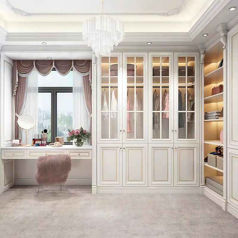 Customized Wardrobe Organizer Storage Closet Wooden Fitted Built Walk in Cupboard Closet