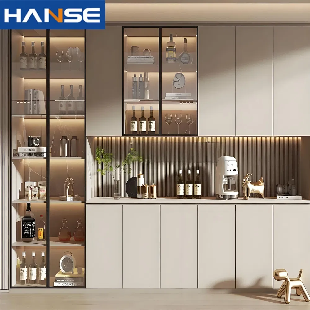 Solid Wood Glass Cabinet Hand-Carved Waterproof Panel Restaurant Storage Cabinets Wine Cabinet