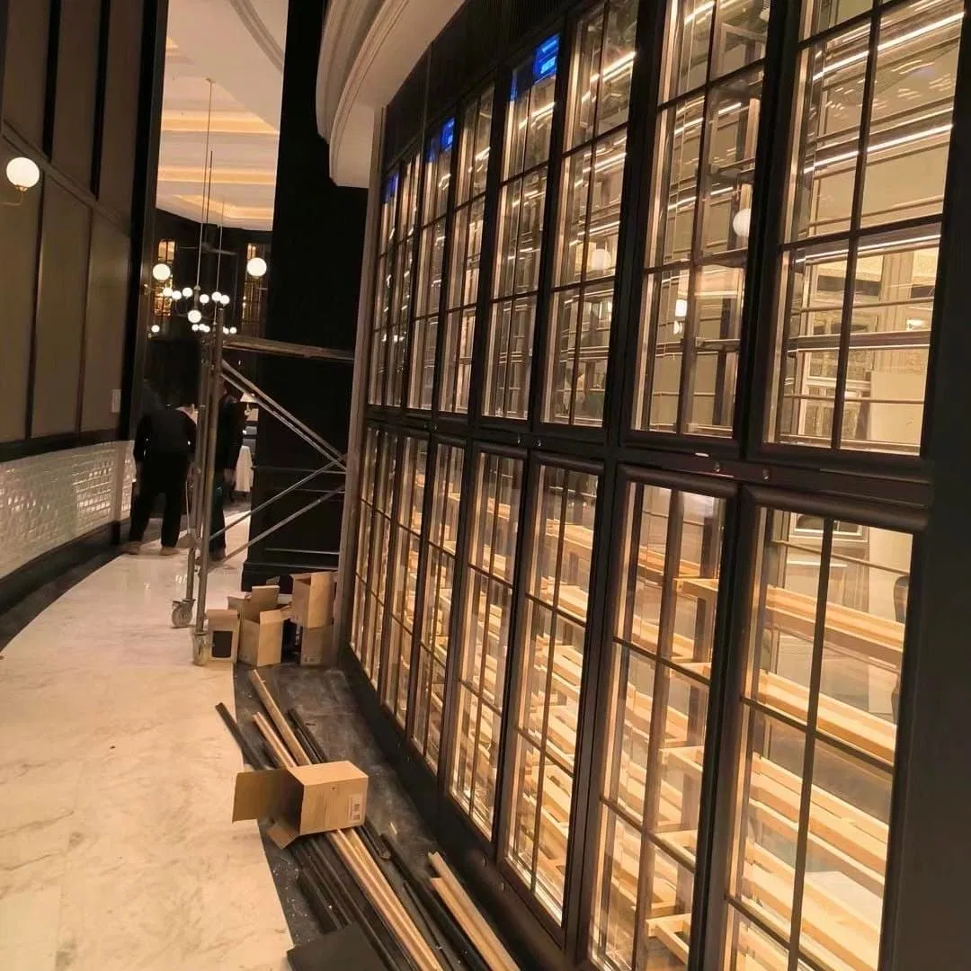 Custom Stainless Steel and White Oak Wine Storage Cabinet