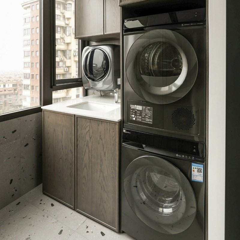 Aluminum Cabinet Layout with Dryer and Washing Machine Modern Furniture Laundry Room Storage Cabinet for Villa or House