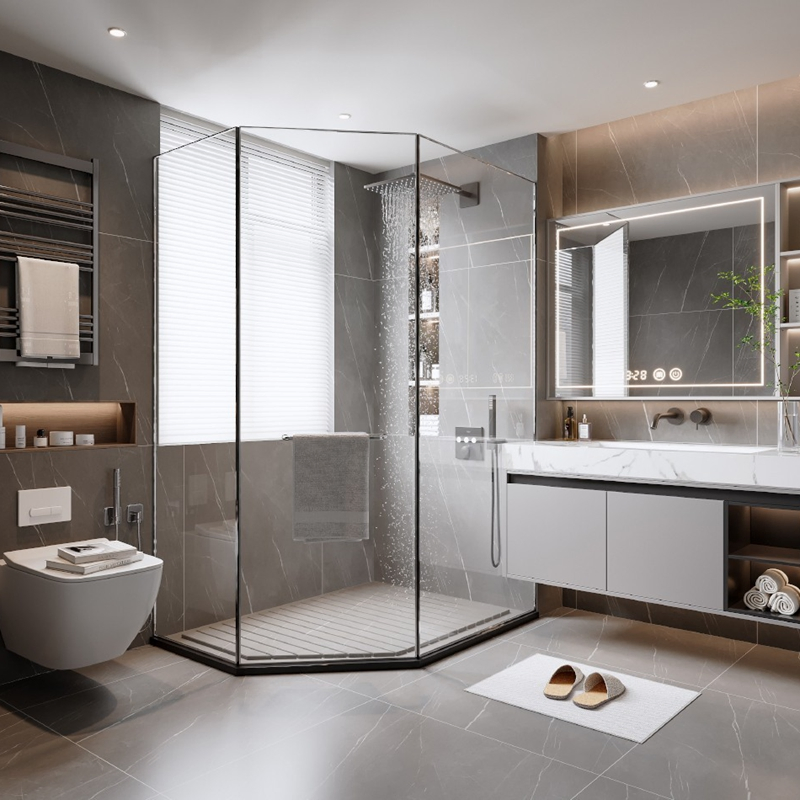 34inch Hot Sale Dropshipping Stainless Steel Cabinet Luxury Villa Furniture Solid Wood Marble Top Basin Sink Floating Bathroom Vanity with Mirror