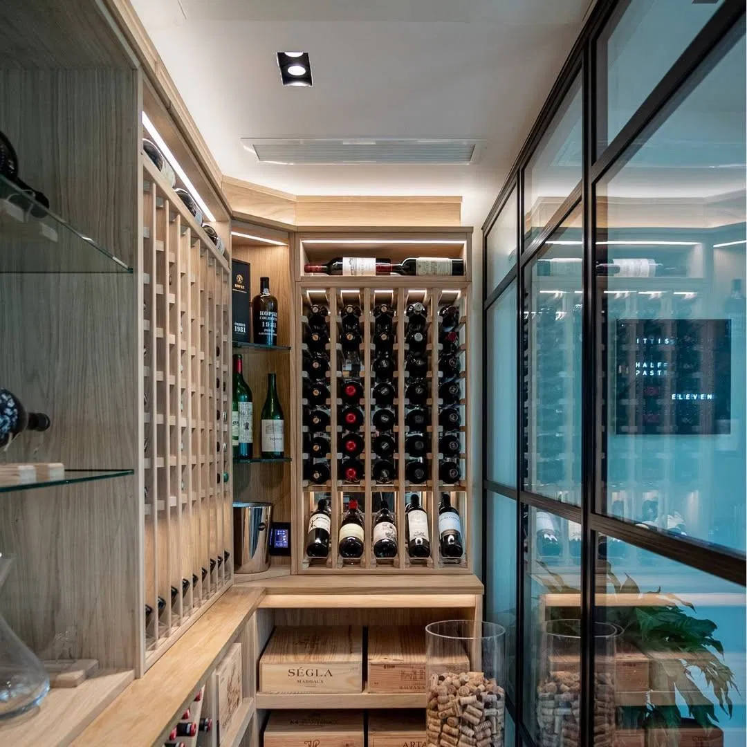 One Stop Customize Eco-Friendly Temperature Controlled Modern Design Private Club Home Bar Large Walk-in Wine Living Room Hotel