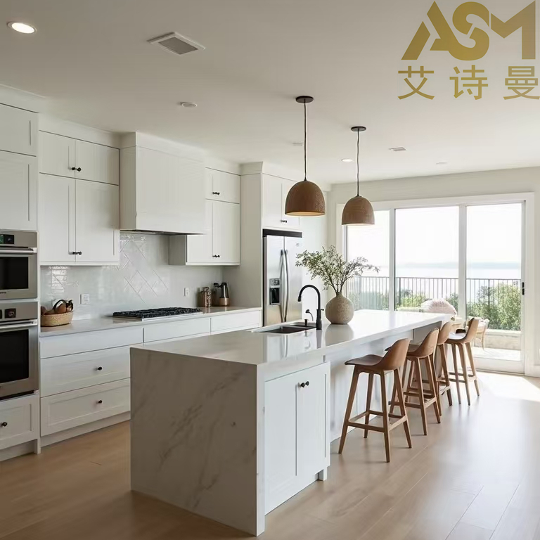 Luxury Kitchen Island Cabinets Marble Countertop