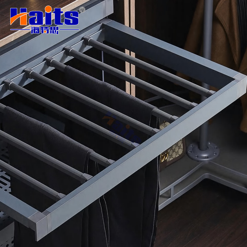 Soft Closing Pull out Trousers Rack Wardrobe Hardware Accessories Manufacturer