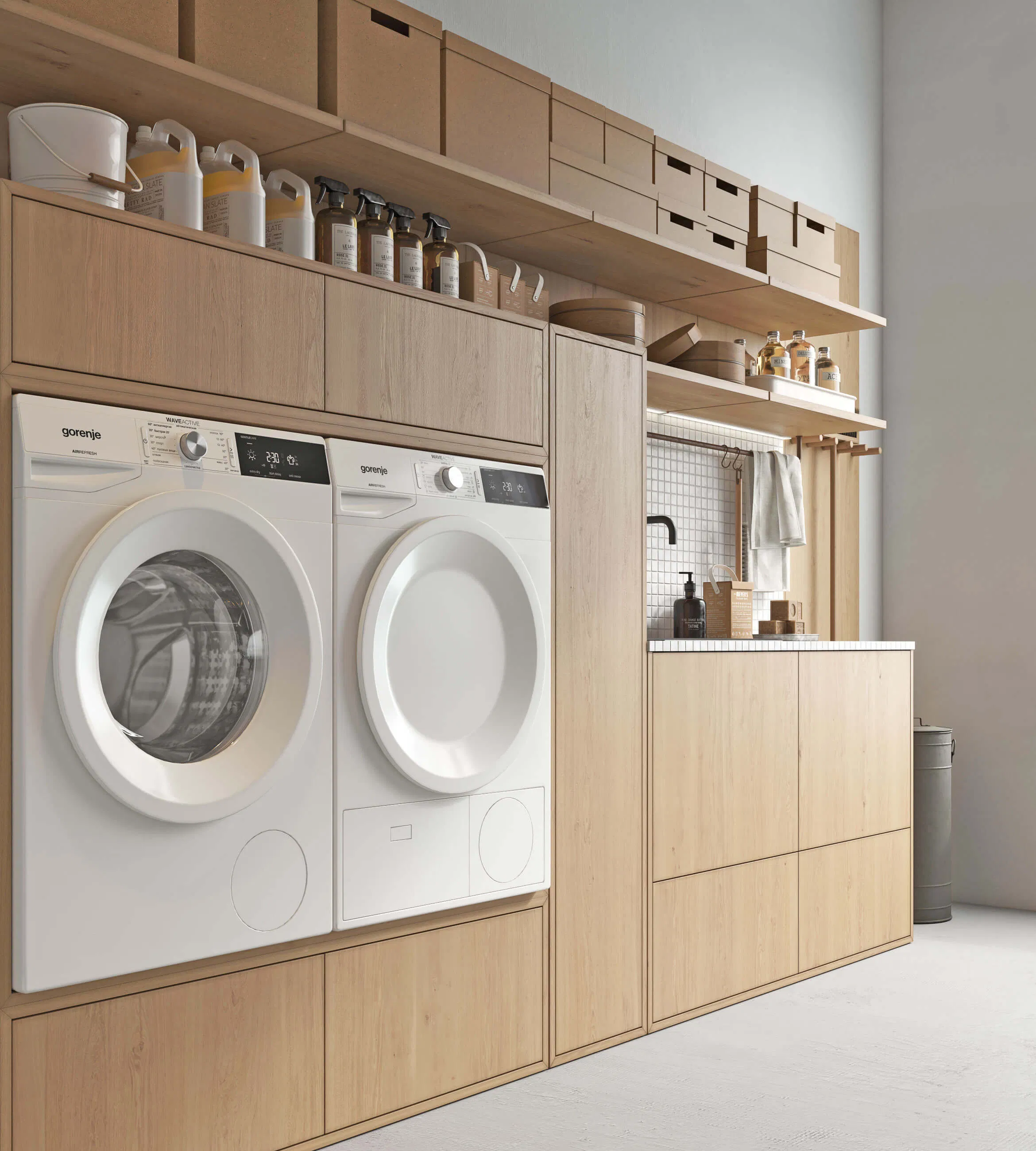 PA Laundry Room Furniture Organization Custom Modern Wooden Laundry Storage Cabinet