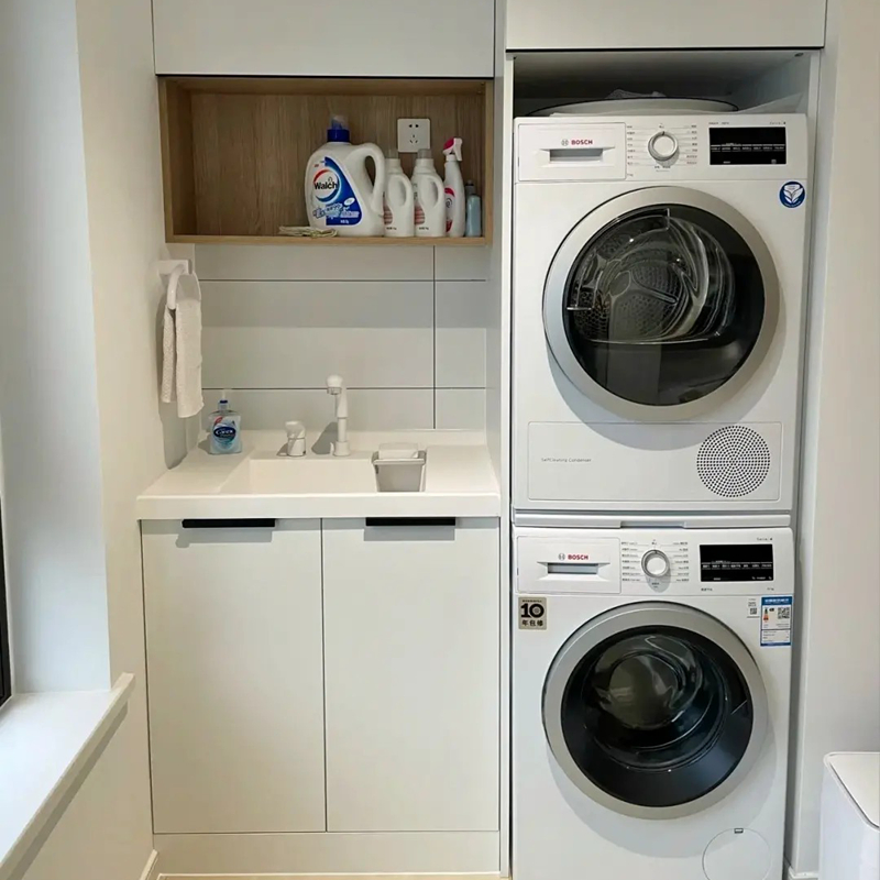 Foshan Factory Customized Wooden Bathroom Vanity Cabinet Home Furniture Prima Custom Washer Dryer Laundry Room Cabinets for Villa