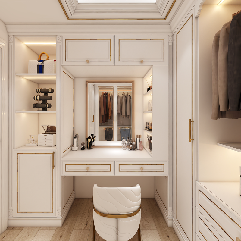 New Luxury Walk in Closet Wardrobe Solid Wood Bedroom Modern Wardrobe Organizer