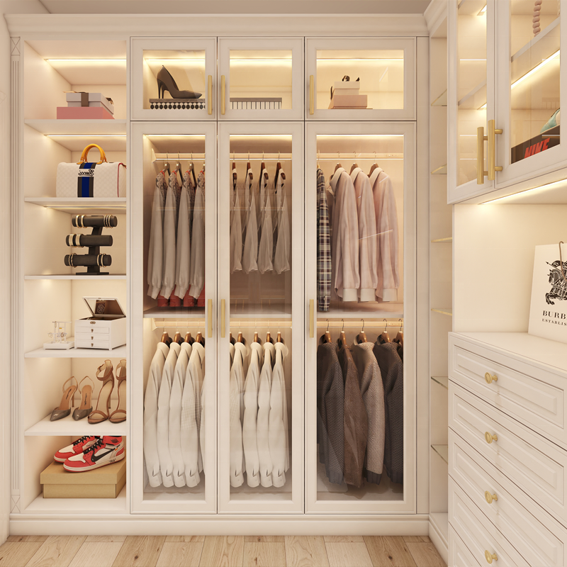 Customized Wooden New Modern Luxury U Shaped Walk in Wardrobe