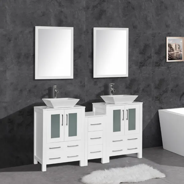 Double Sink Modern Bathroom Vanity Details