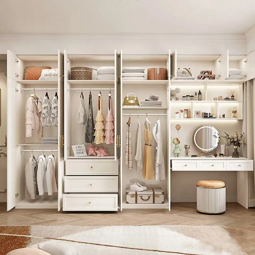 Waymove High Quality From Chinese Factories Sliding Portable Aluminum Wood Folding Built in 3 Door Bedroom Cabinet Modern Custom Wardrobe