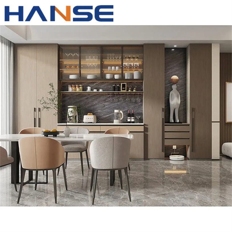 Custom Size Home Furniture Living Room Cabinets Wooden Glass Door Wine Storage Cabinet with Racking