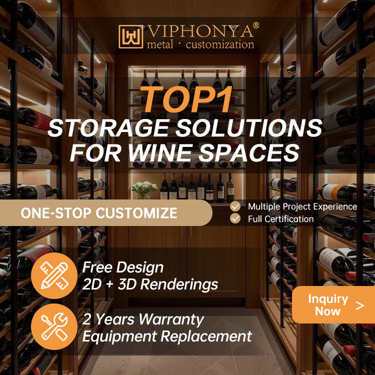 Custom Stainless Steel and White Oak Wine Storage Cabinet