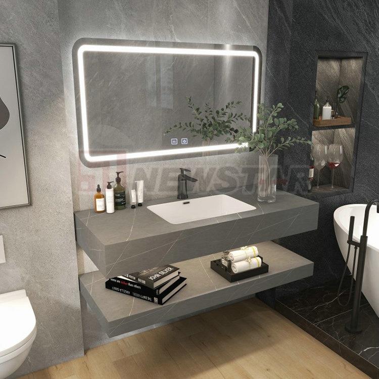 Bathroom Cabinets Small Vanity Mirror with Lights Sintered Stone Hotel Bathroom Set Sintered Stone Floating Wall Vanity