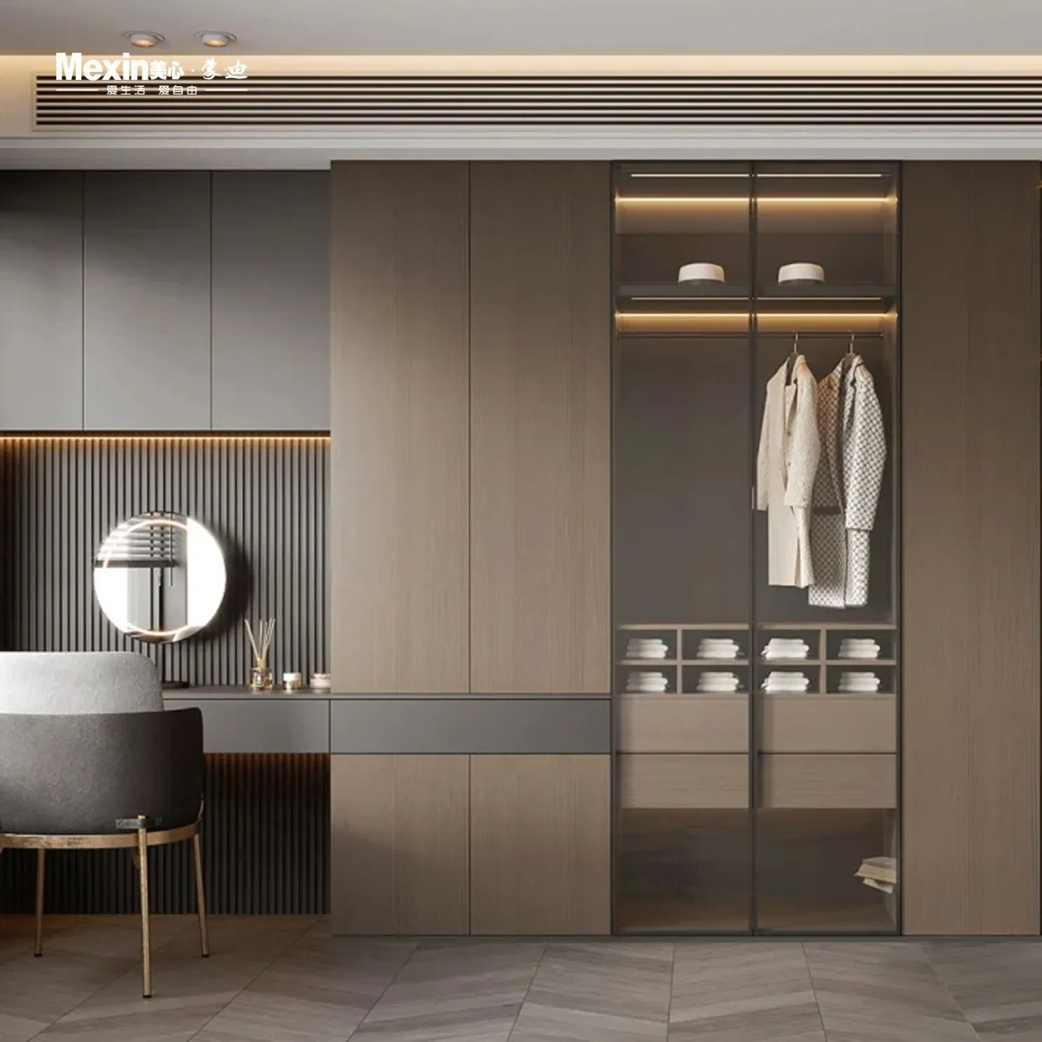 Mexin Customizable Storage Folding Cupboard Cabinet Custom Closet Wardrobe Modern Furniture Eco-Friendly for Master Sliding Door Bedroom Kids Wooden Wardrobe